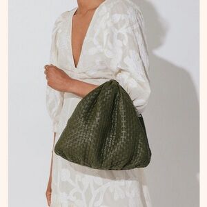Cleobella Nia Woven Handbag Leather Dark Green